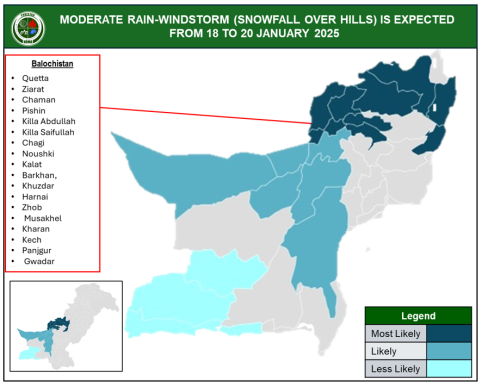 NDMA Weather Advisory 17 January 2024 (18 to 21 January 2024)