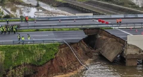 Motorway collapses as deadly storms hit France, Portugal and Spain