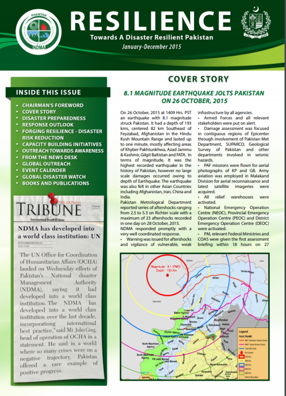 Resilience Toward A Disaster Resilient Pakistan January-December 2015