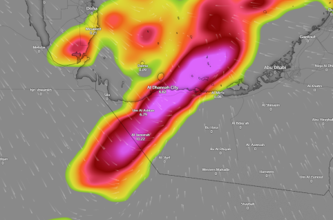 Thunderstorms in UAE and surrounding areas