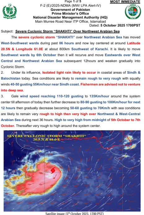 Severe Cyclonic Storm “SHAKHTI” Over Northwest Arabian Sea