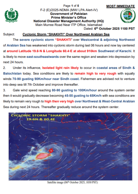 Cyclonic Storm “SHAKHTI” Over Northwest Arabian Sea