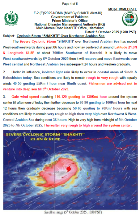Cyclonic Storm “SHAKHTI” Over Northeast Arabian Sea