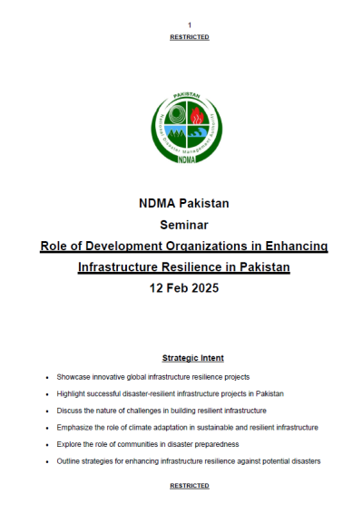 Post Event Report of Seminar on Role of Development Organizations in Enhancing Infrastructure Resilience in Pakistan