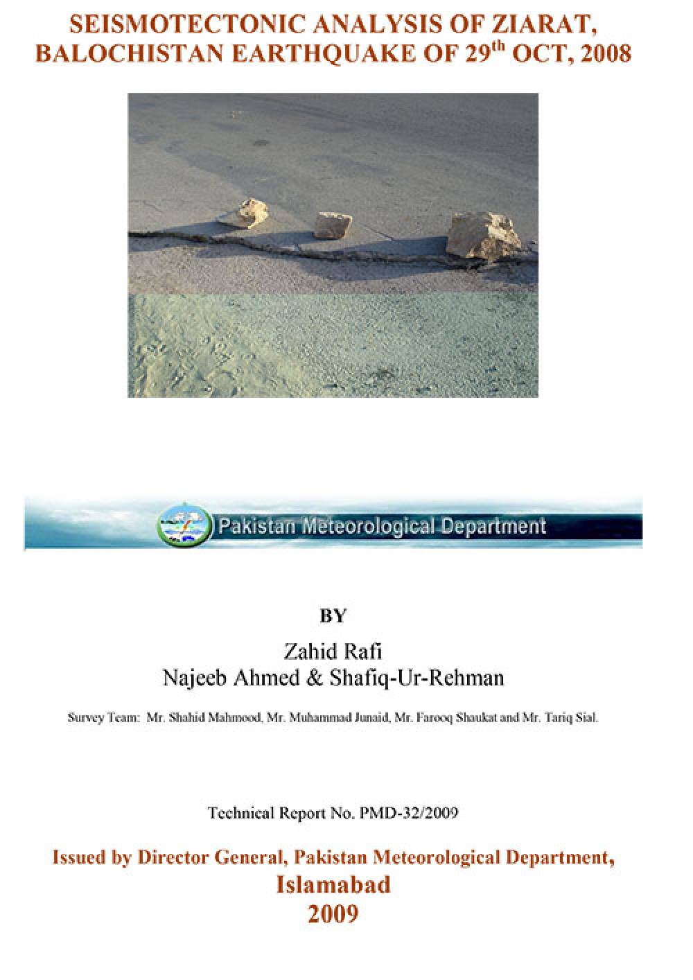 Seismotectonics Analysis of Ziarat Balochistan Earthquake of 29th Oct 2008