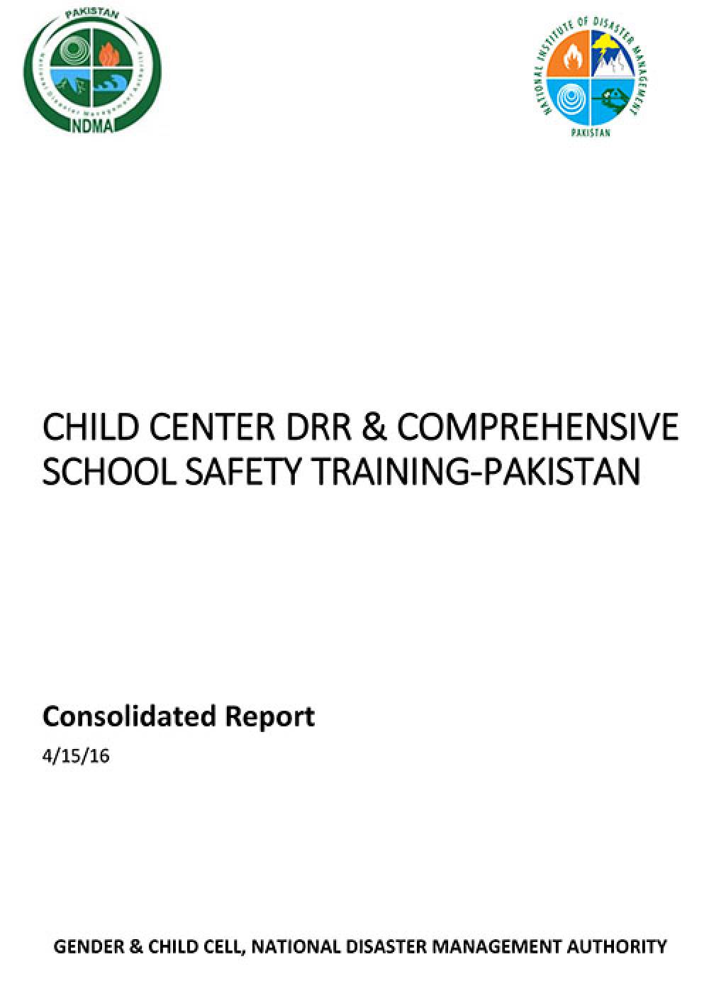 Child Center DRR & Comprehensive School Safety Training-Pakistan Report