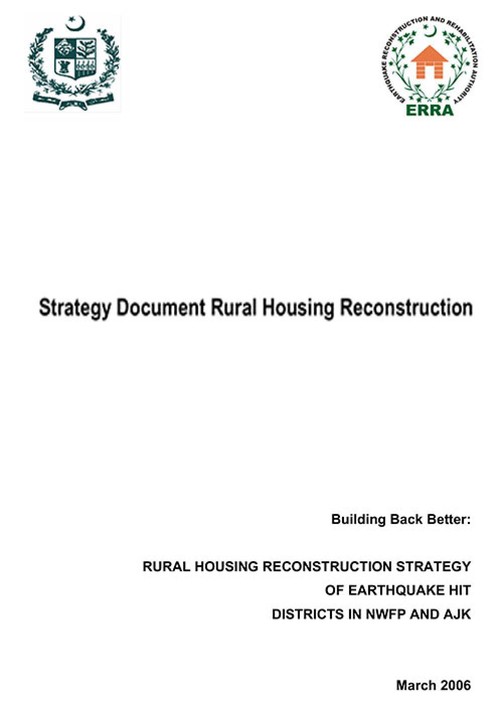 Strategy Document Rural Housing Reconstruction