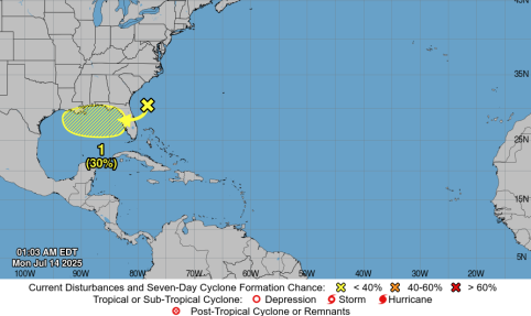 Low pressure system – Atlantic coast of Northern Florida