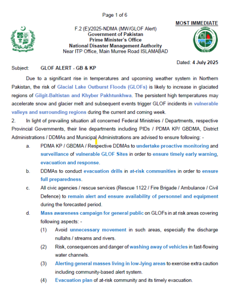GLOF Alert 4-July-2025