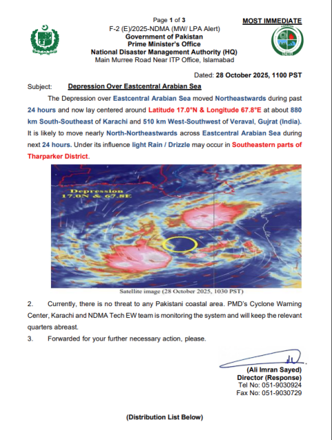 Depression Over Eastcentral Arabian Sea