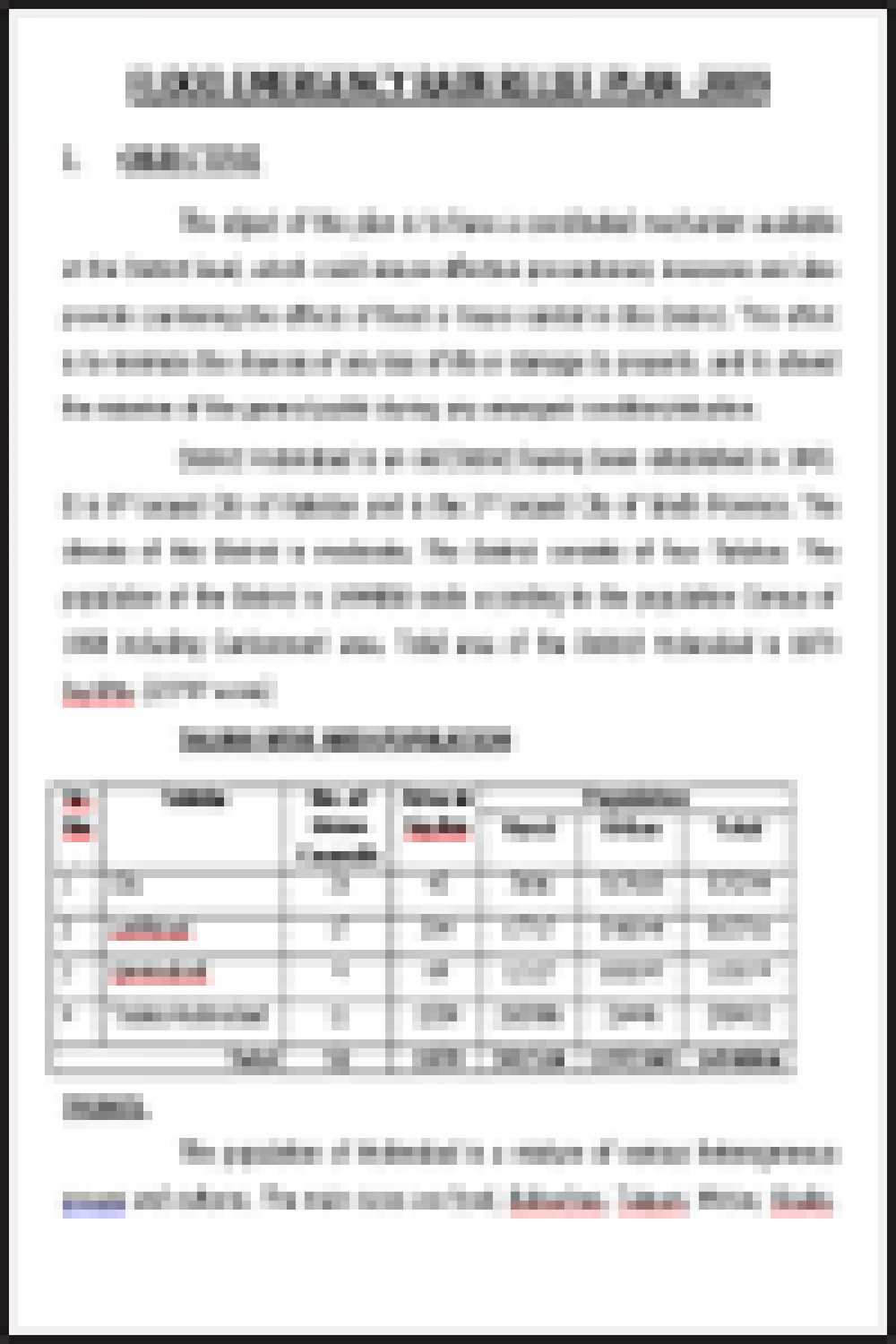 Flood Emergency Rain Relief Plan 2009