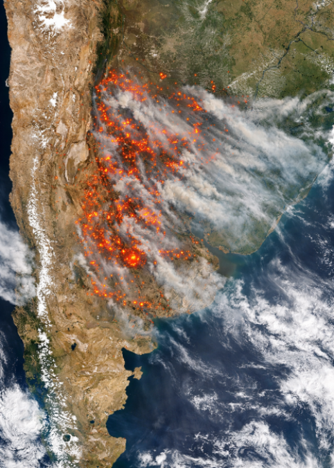 Active Wildfire in Patagonia, Argentina