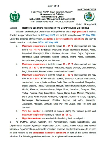 NDMA Heatwave Advisory - 21 May 2026