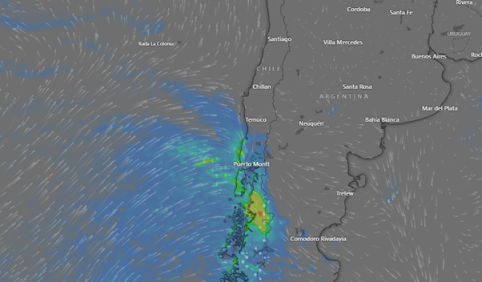 Heavy Rainfall Forecast - South Chile