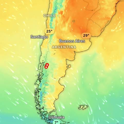 Active Wildfire Situation in Southern Argentina (Patagonia)