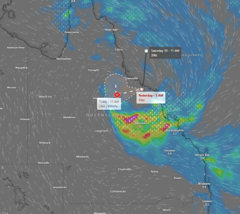 Developing Tropical Depression with Heavy Rainfall- Queensland Australia