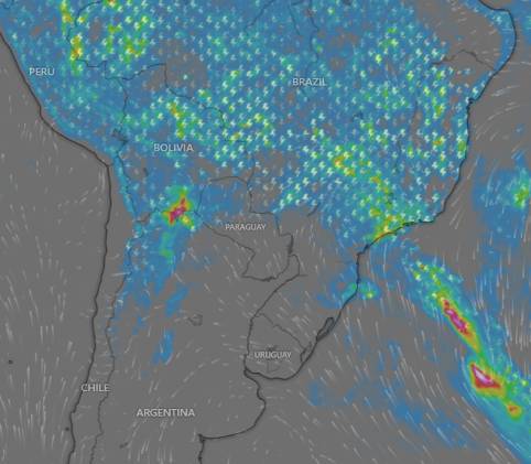 Heavy Rainfall - Southern Brazil and Argentina