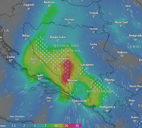 Heavy Rainfall and Snow in Bosnia and Herzegovina